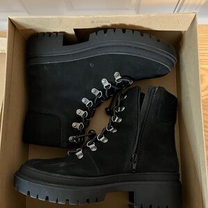 Lucky Brand Black Rugged Combat Boots